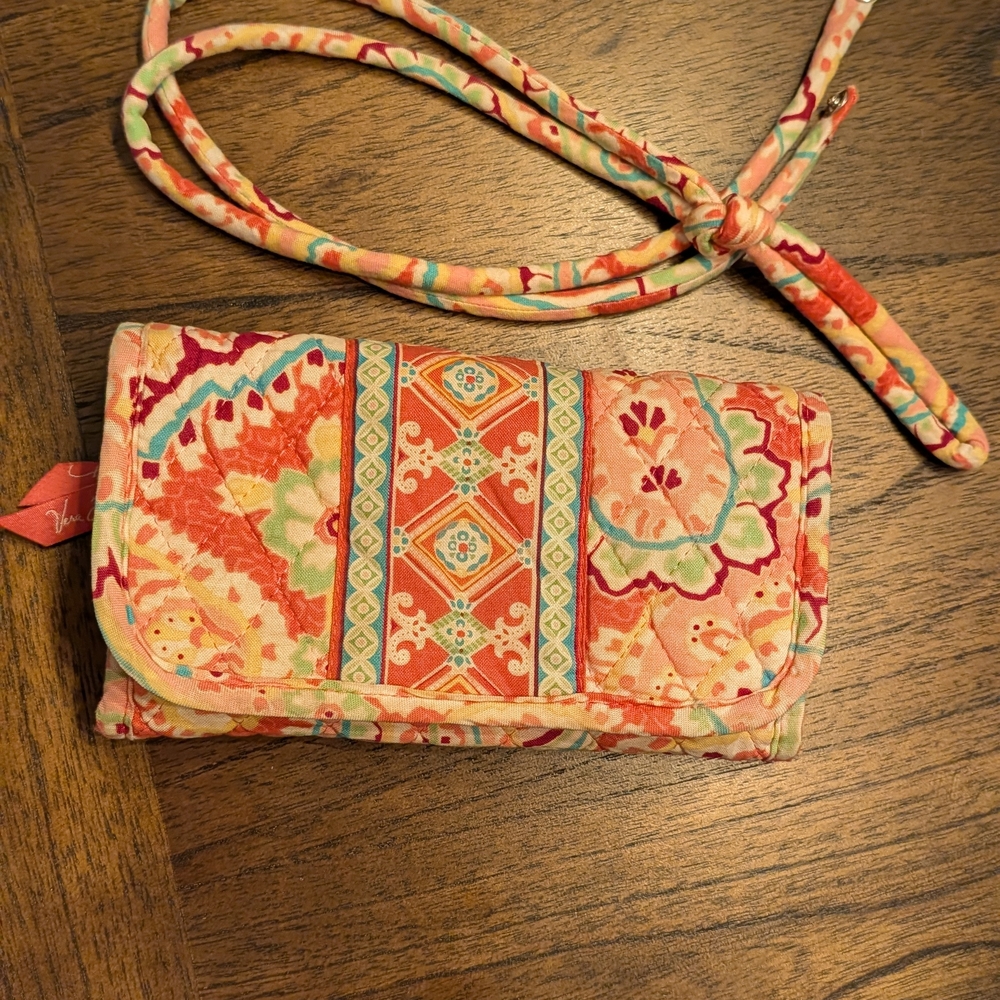 Vera Bradley Women's Floral Crossbody Wallet- Multicolor Plus Bonus ID Lanyard